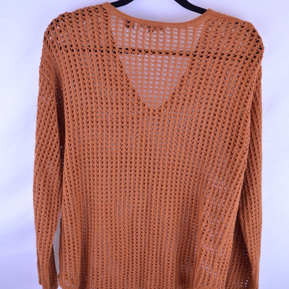 Jeanne Pierre burnt orange open knit sweater sz M - Picture 6 of 7